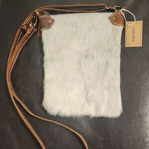 Creative Co-Op Animal Hair And 100%Goat Leather Crossbody Bag